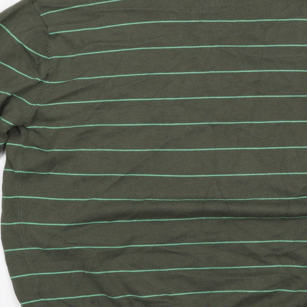 River Island Mens Green Striped  Pullover Jumper Size M