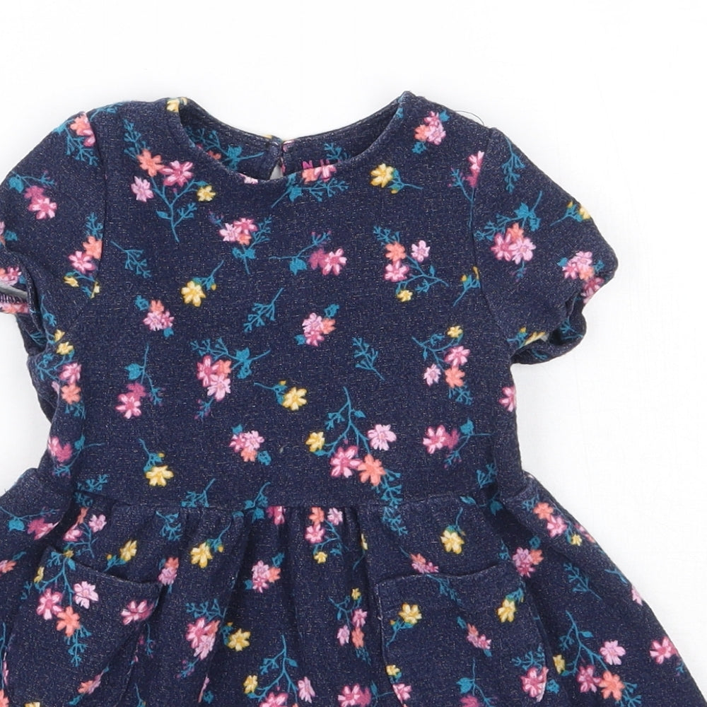 Nutmeg Girls Blue Floral  A-Line  Size 12-18 Months