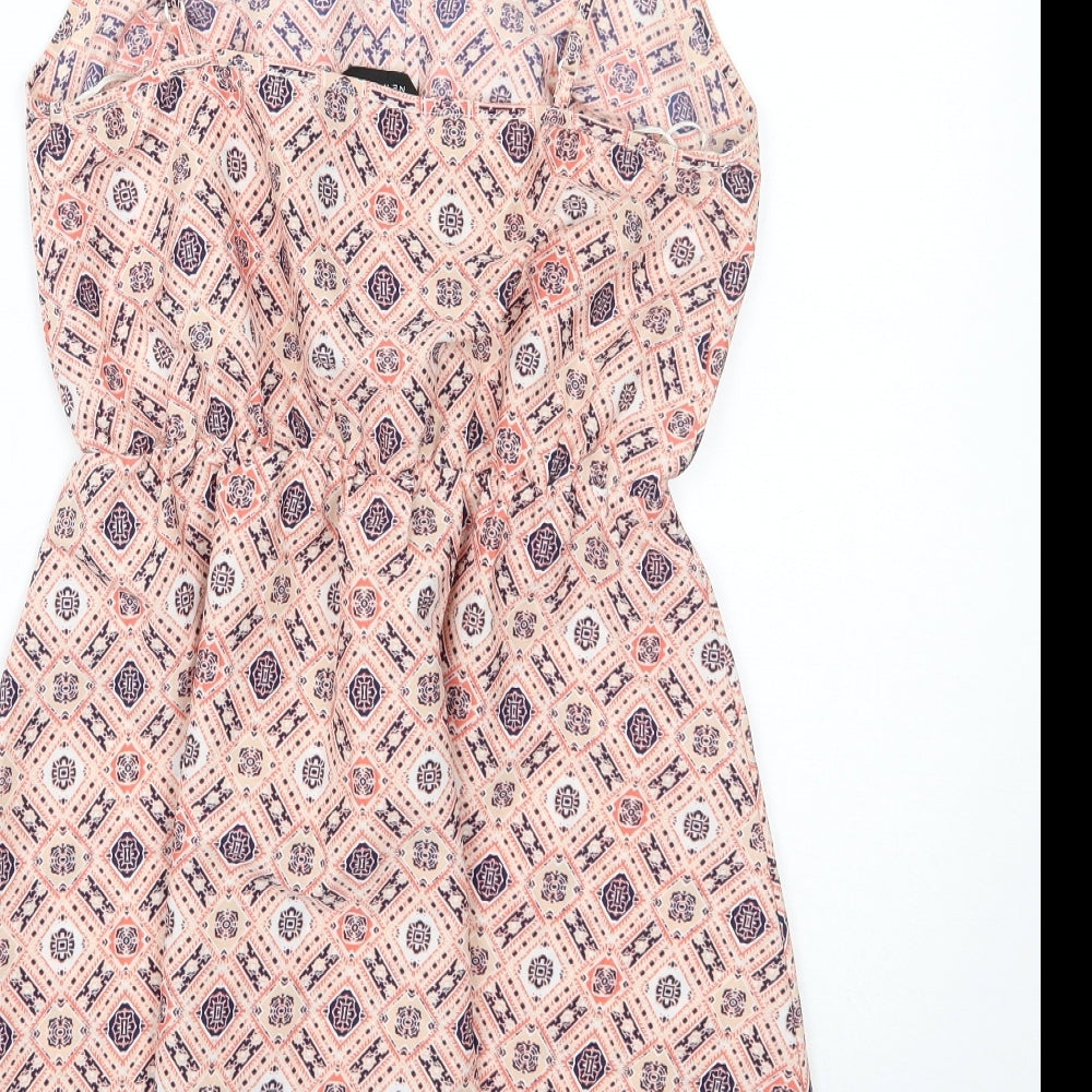 Newlook Womens Pink Geometric  A-Line  Size 10