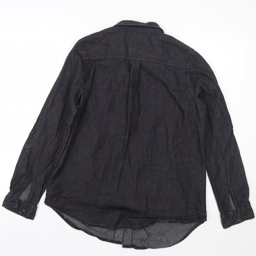 /denim Womens Black   Basic Button-Up Size 12