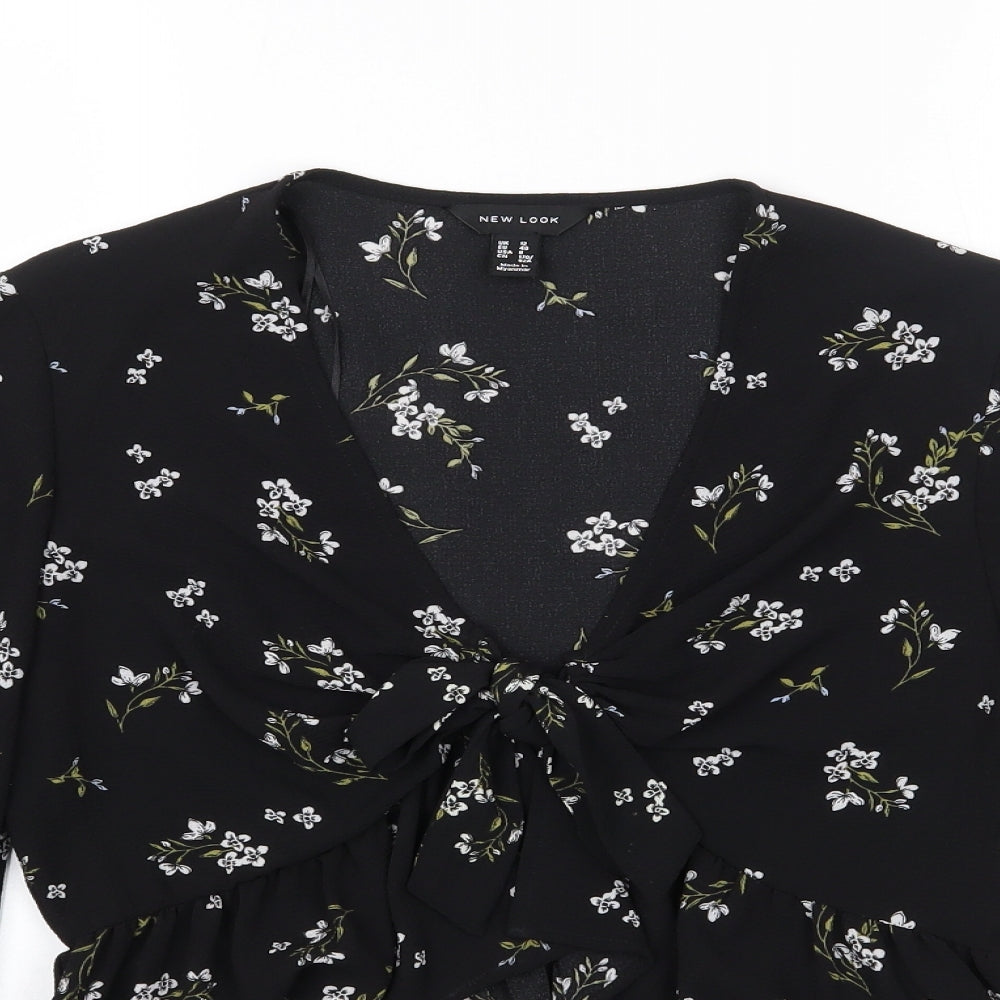 Newlook Womens Black Floral  Basic Blouse Size 12
