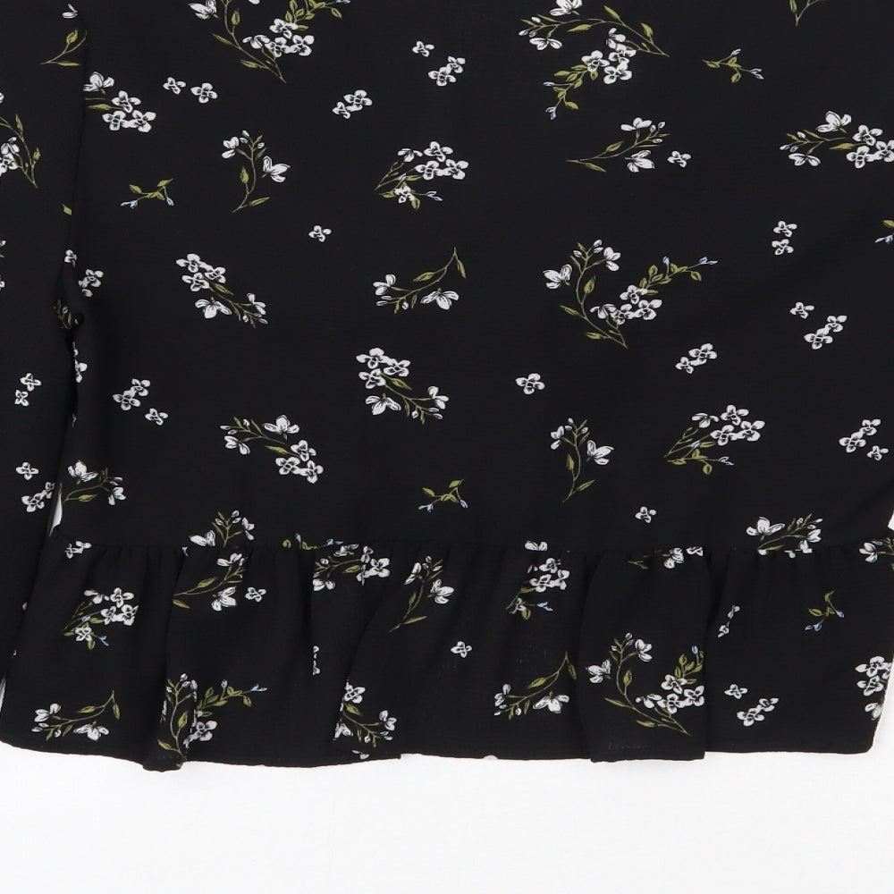 Newlook Womens Black Floral  Basic Blouse Size 12