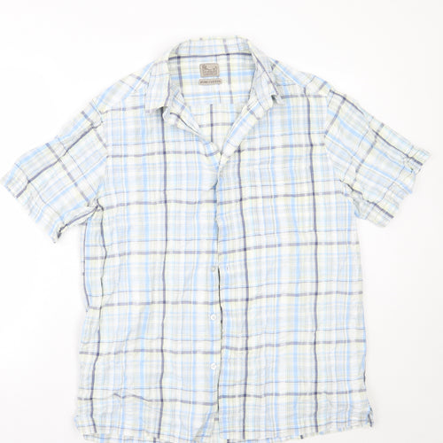 BHS Mens Blue Check   Button-Up Size M