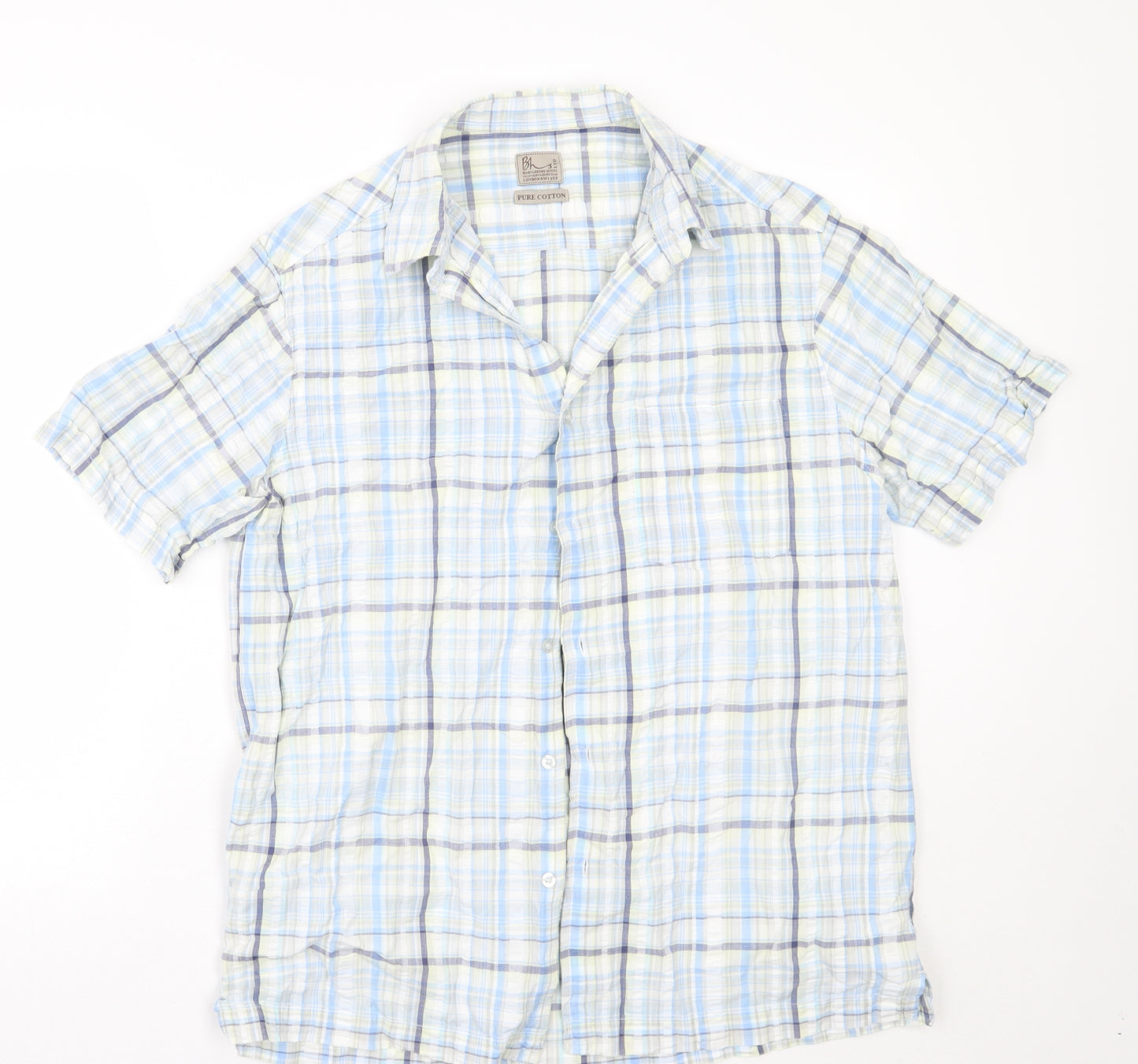 BHS Mens Blue Check   Button-Up Size M