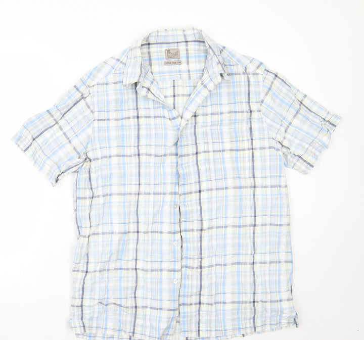 BHS Mens Blue Check   Button-Up Size M