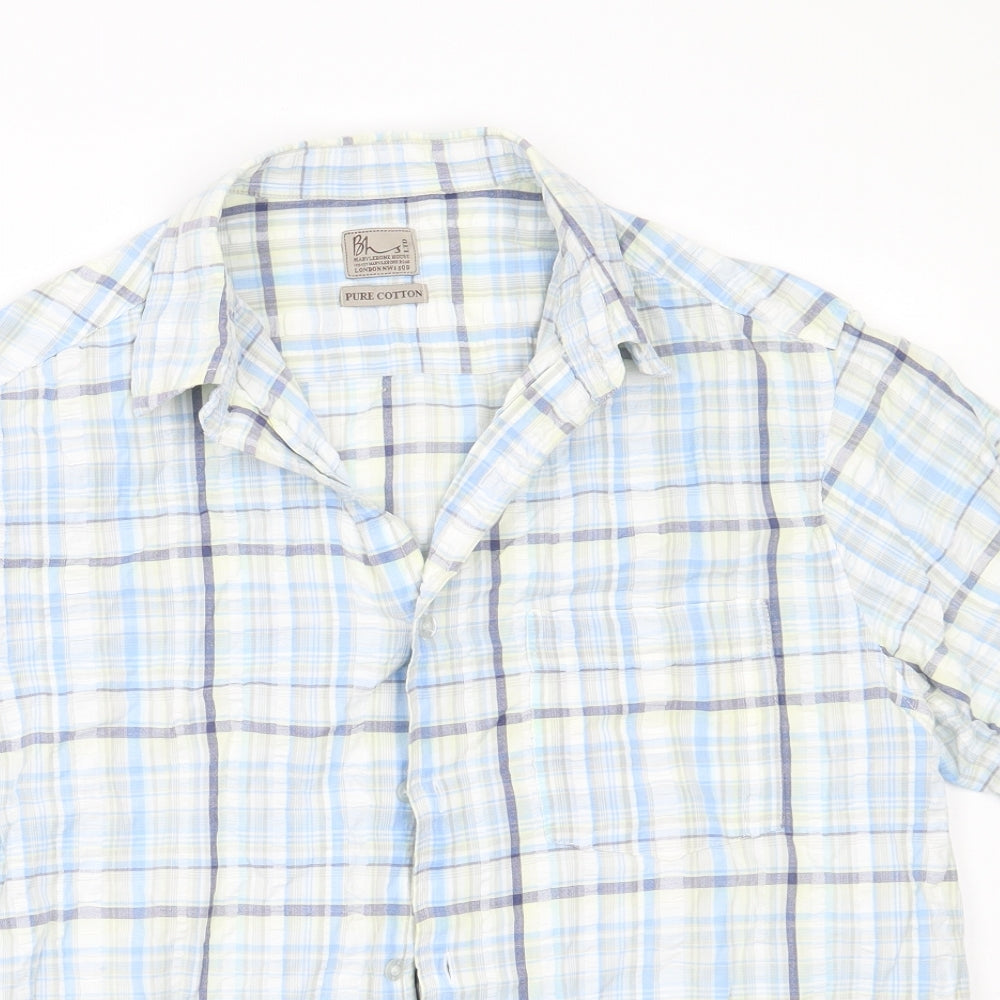 BHS Mens Blue Check   Button-Up Size M