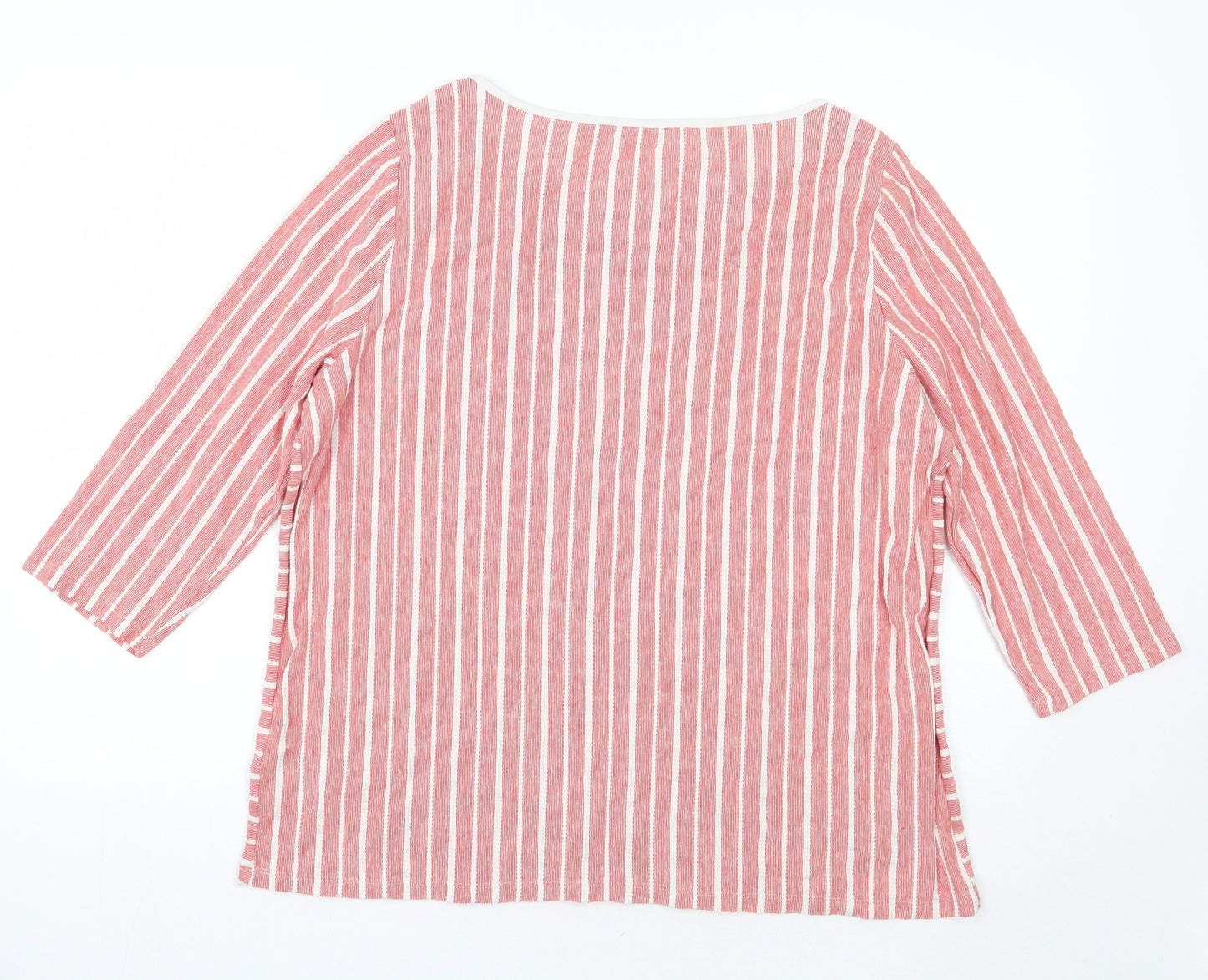 Marks and Spencer Womens Red Striped  Basic T-Shirt Size 16