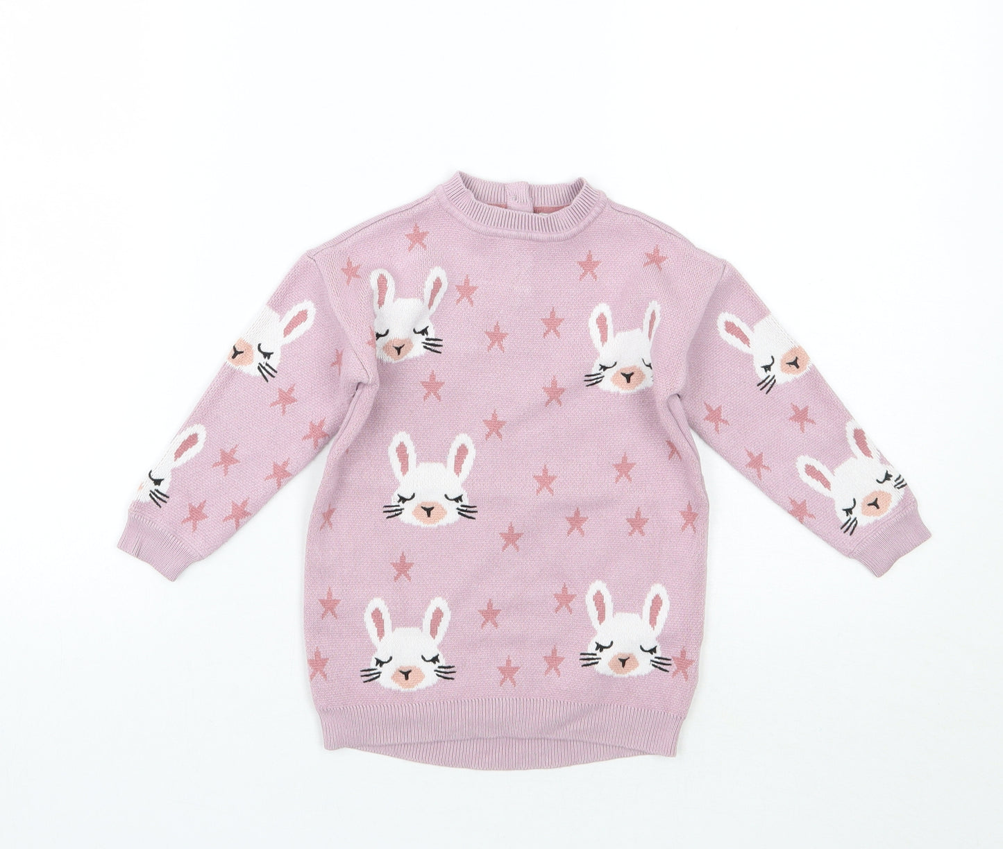 NEXT Girls Purple Geometric  Pullover Jumper Size 12-18 Months