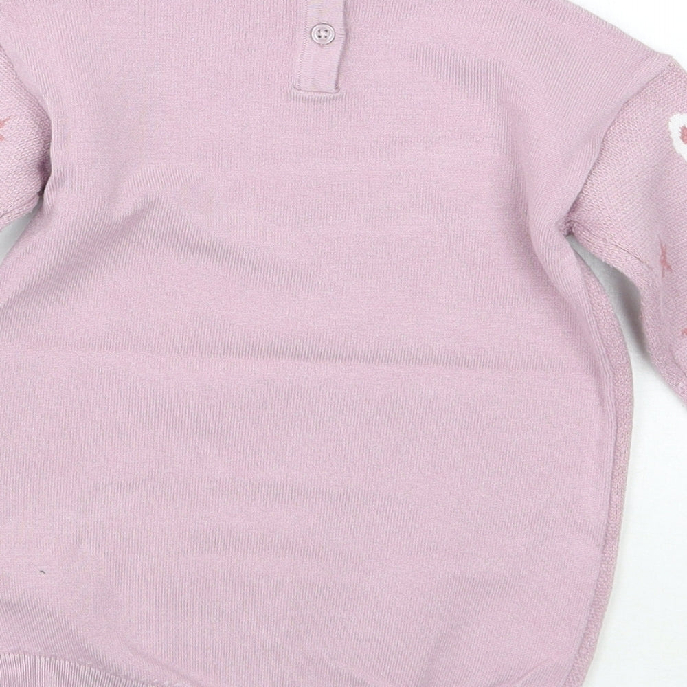 NEXT Girls Purple Geometric  Pullover Jumper Size 12-18 Months