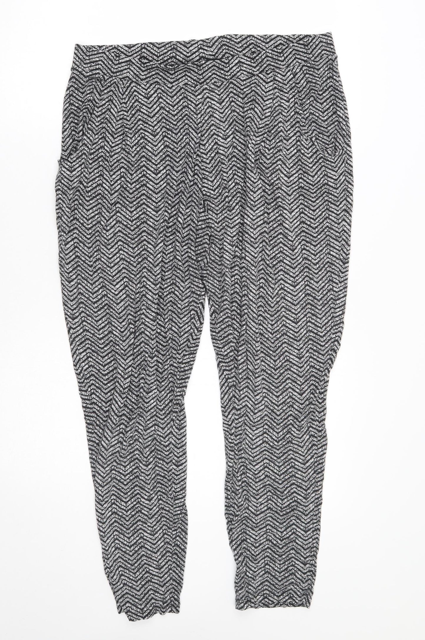 F&F Womens Black Geometric  Trousers  Size 14 L26 in