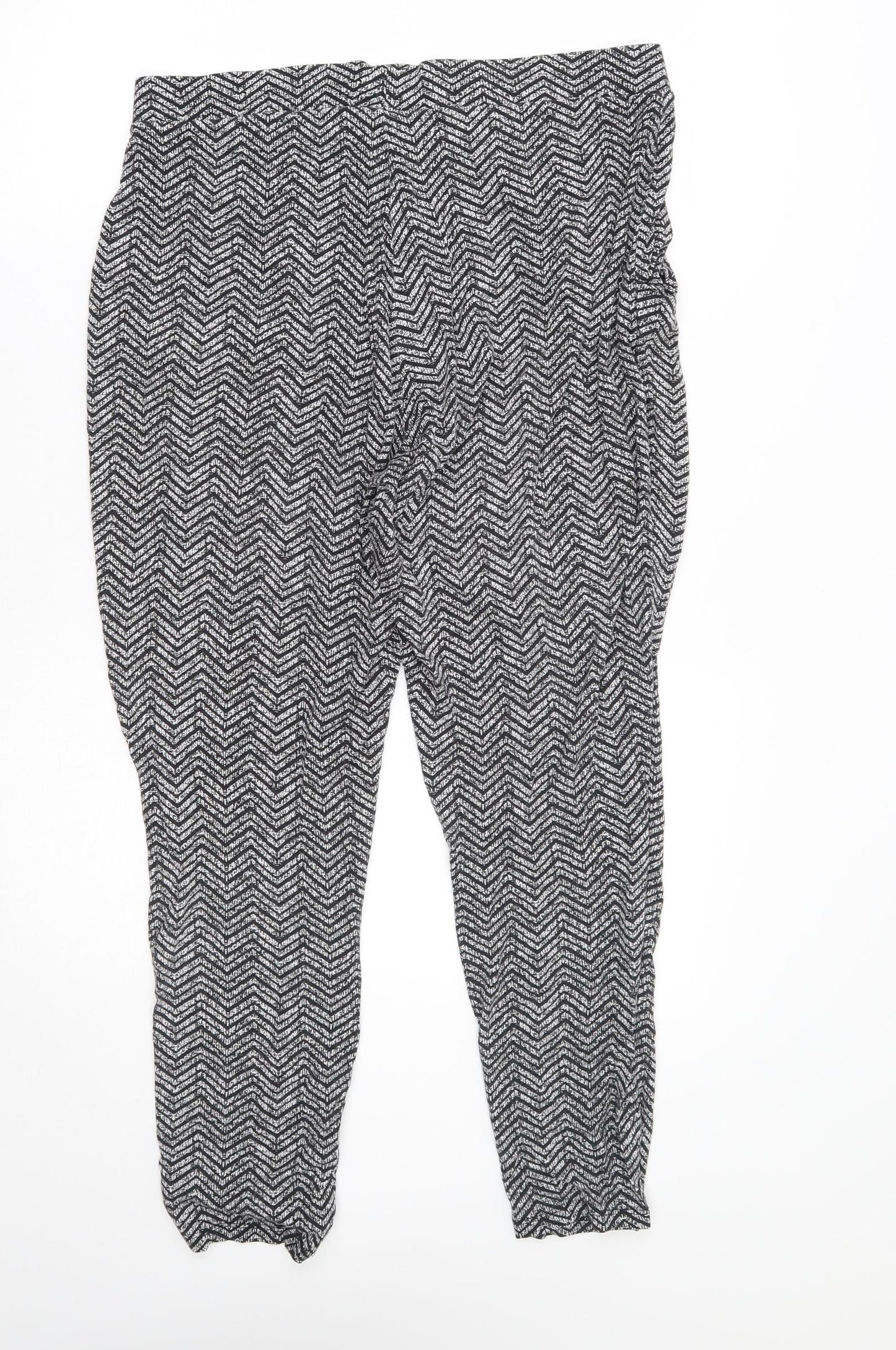 F&F Womens Black Geometric  Trousers  Size 14 L26 in