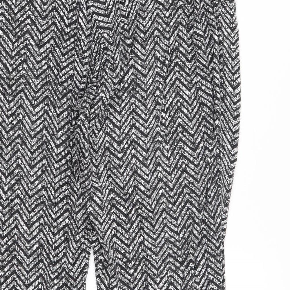 F&F Womens Black Geometric  Trousers  Size 14 L26 in