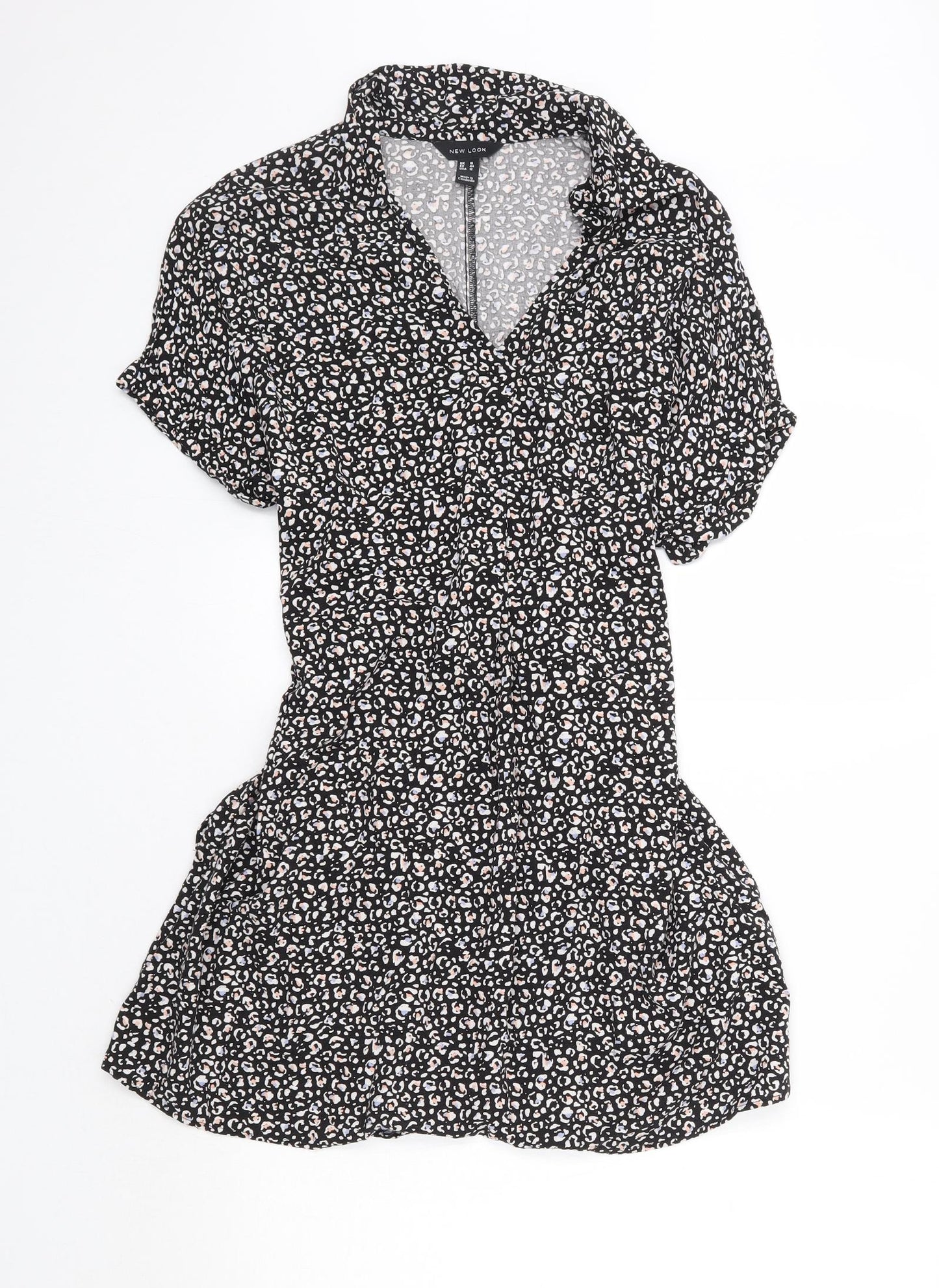 Newlook Womens Black Animal Print  Basic Button-Up Size 16