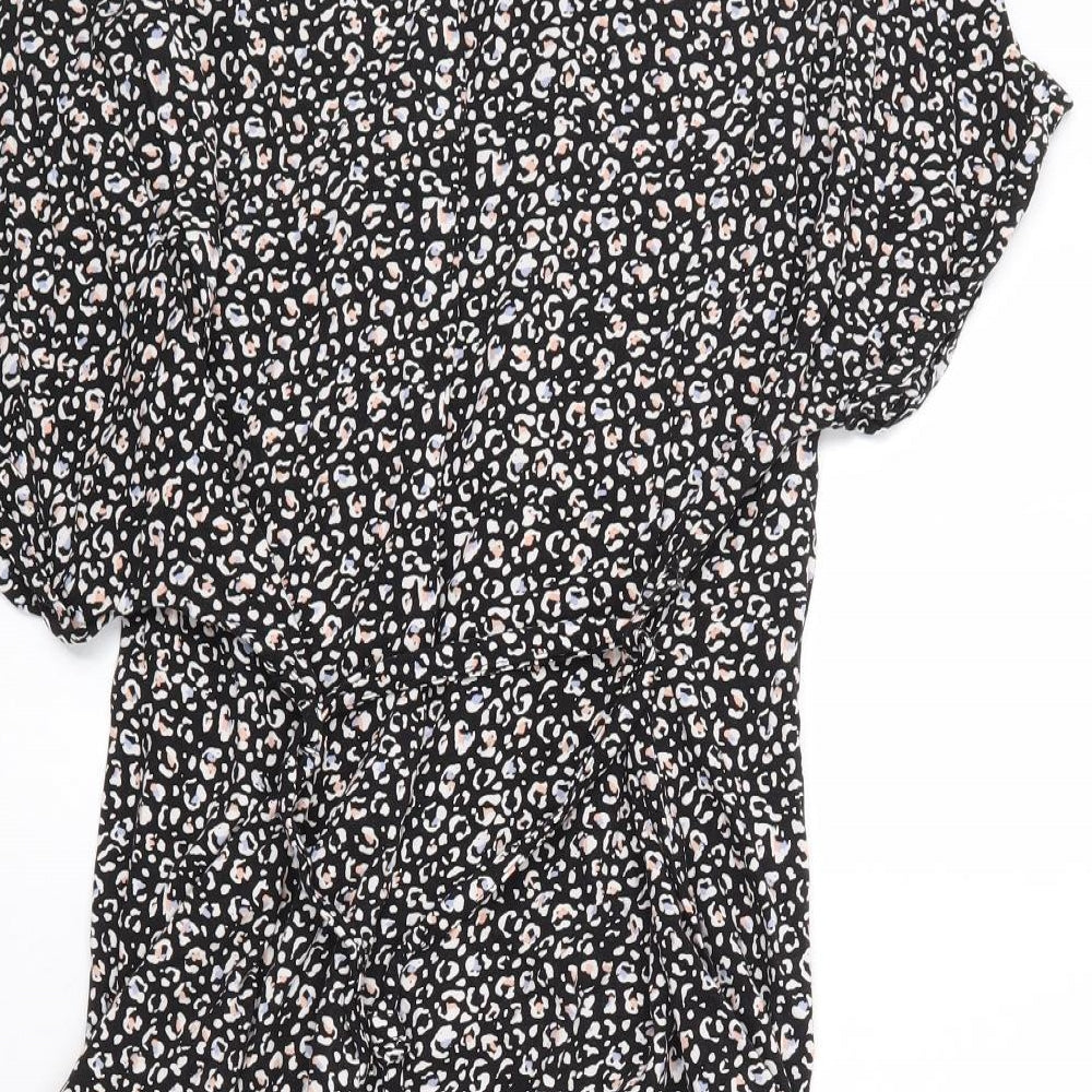 Newlook Womens Black Animal Print  Basic Button-Up Size 16