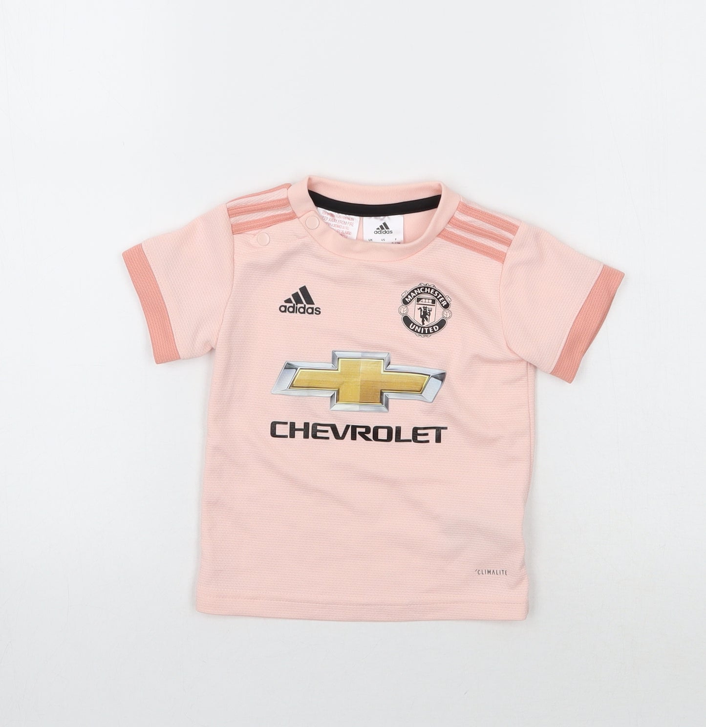adidas Girls Pink   Basic T-Shirt Size 9-12 Months  - Manchester United