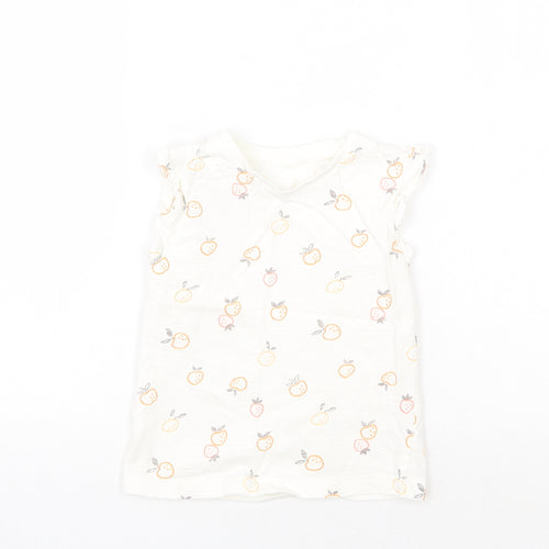 George Girls Ivory Geometric  Basic T-Shirt Size 3-4 Years