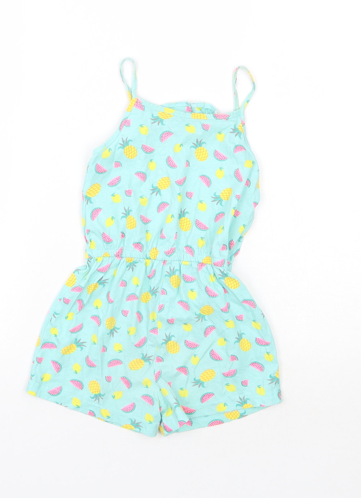 Primark Girls Green Floral  Playsuit One-Piece Size 5-6 Years