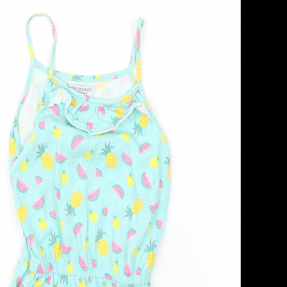 Primark Girls Green Floral  Playsuit One-Piece Size 5-6 Years