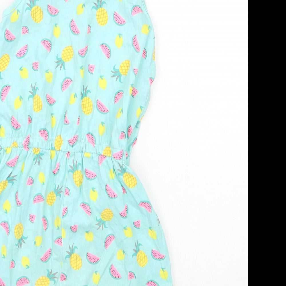 Primark Girls Green Floral  Playsuit One-Piece Size 5-6 Years