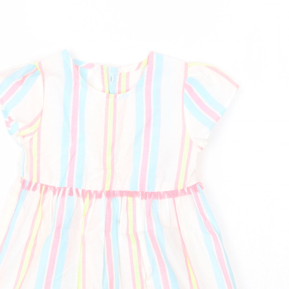 Matalan Girls White Striped  A-Line  Size 2-3 Years