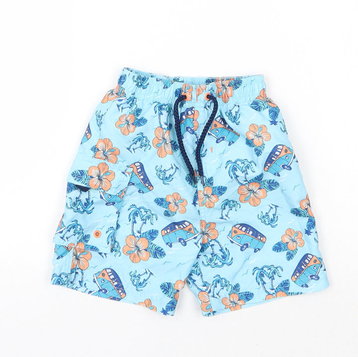 Matalan Boys Blue Floral Cropped Trousers Size 18-24 Months
