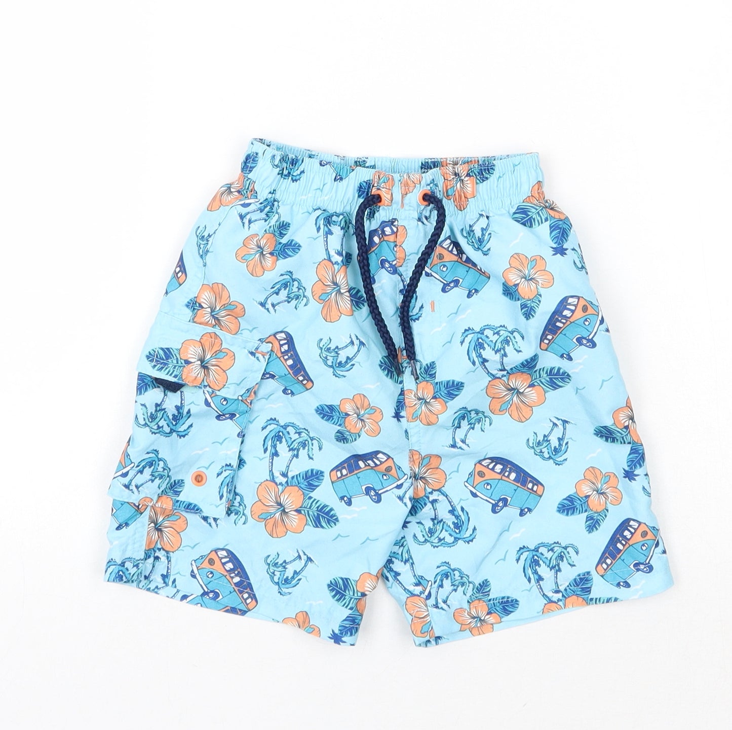 Matalan Boys Blue Floral  Cropped Trousers Size 18-24 Months