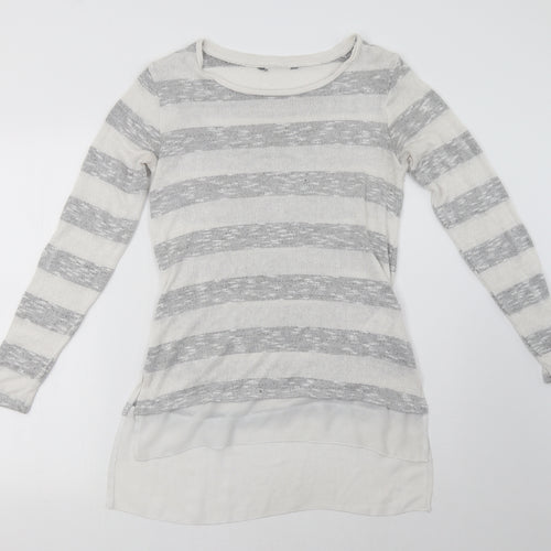 Peacocks Womens Grey Striped  Pullover Sweatshirt Size 10