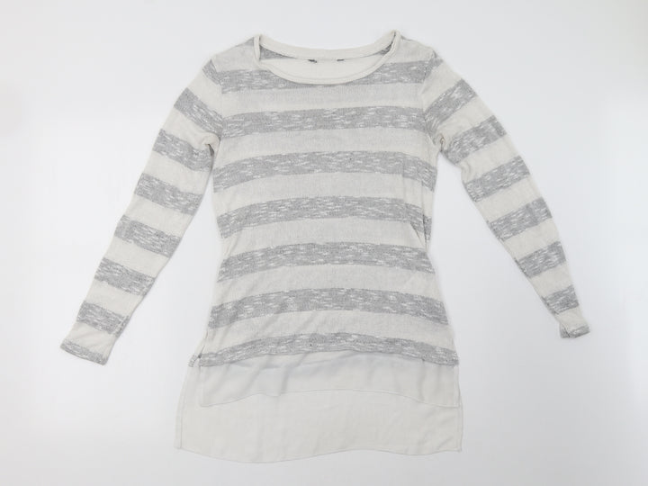 Peacocks Womens Grey Striped Pullover Sweatshirt Size 10