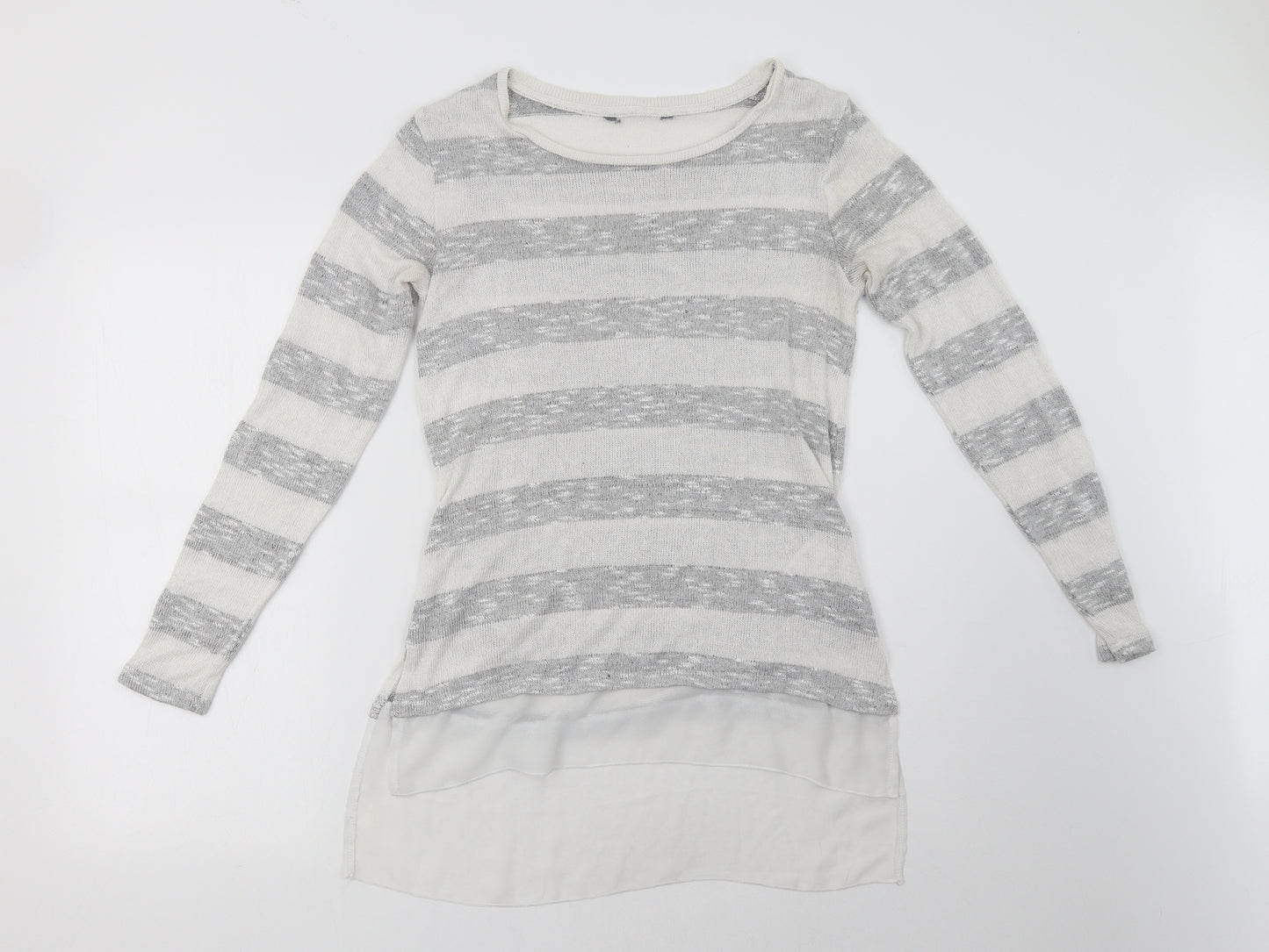 Peacocks Womens Grey Striped  Pullover Sweatshirt Size 10