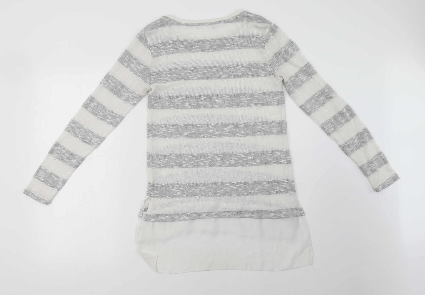 Peacocks Womens Grey Striped  Pullover Sweatshirt Size 10