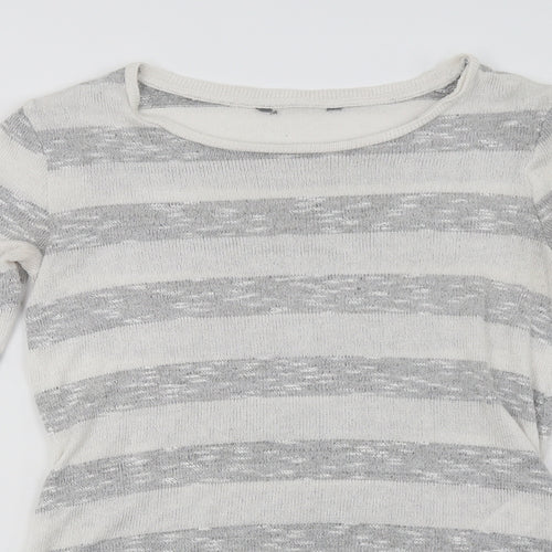 Peacocks Womens Grey Striped  Pullover Sweatshirt Size 10