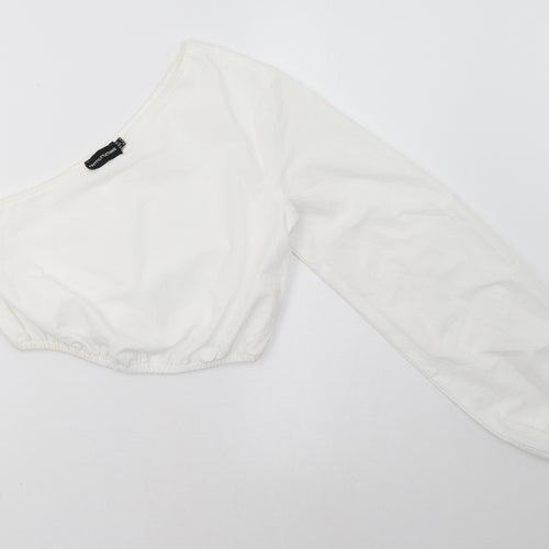 PRETTYLITTLETHING Womens White   Cropped Blouse Size 8