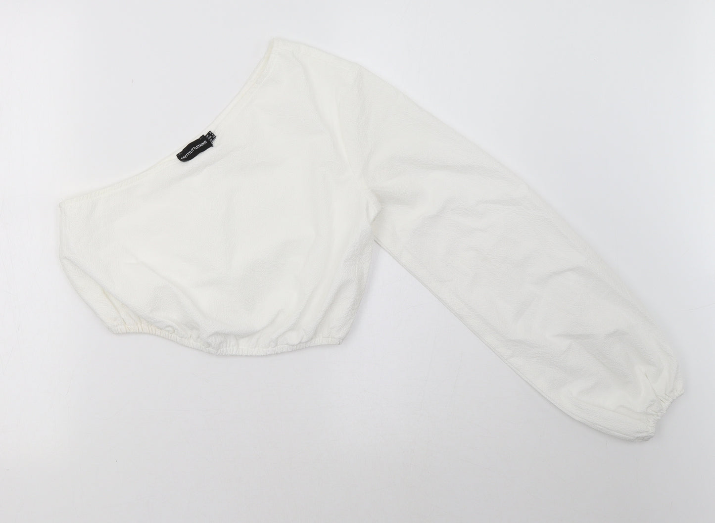 PRETTYLITTLETHING Womens White   Cropped Blouse Size 8