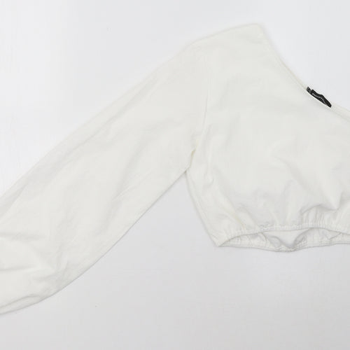 PRETTYLITTLETHING Womens White   Cropped Blouse Size 8