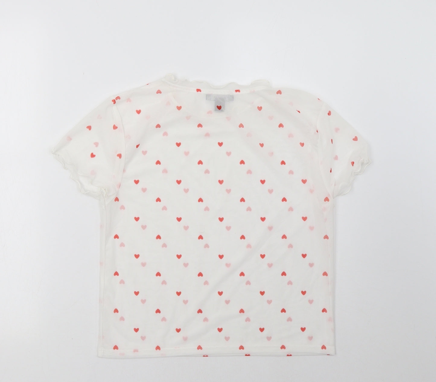 Primark Womens White Polka Dot Mesh Basic T-Shirt Size M