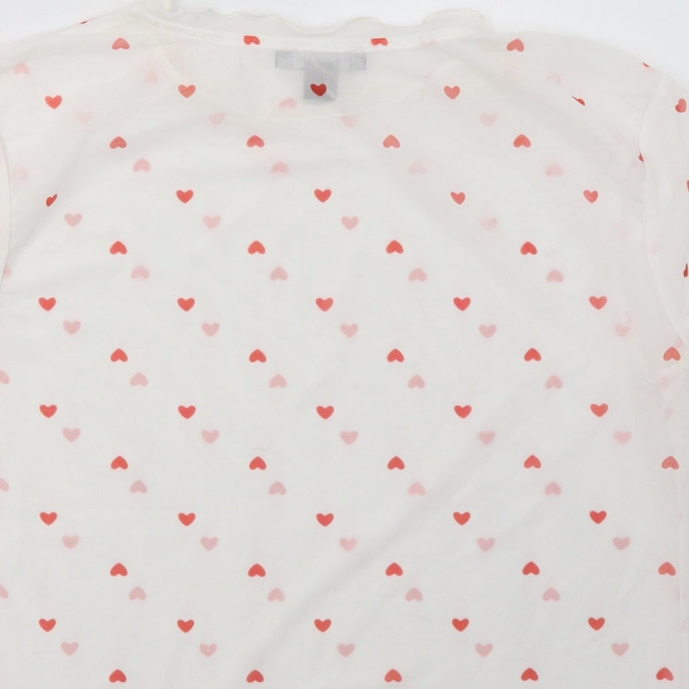 Primark Womens White Polka Dot Mesh Basic T-Shirt Size M
