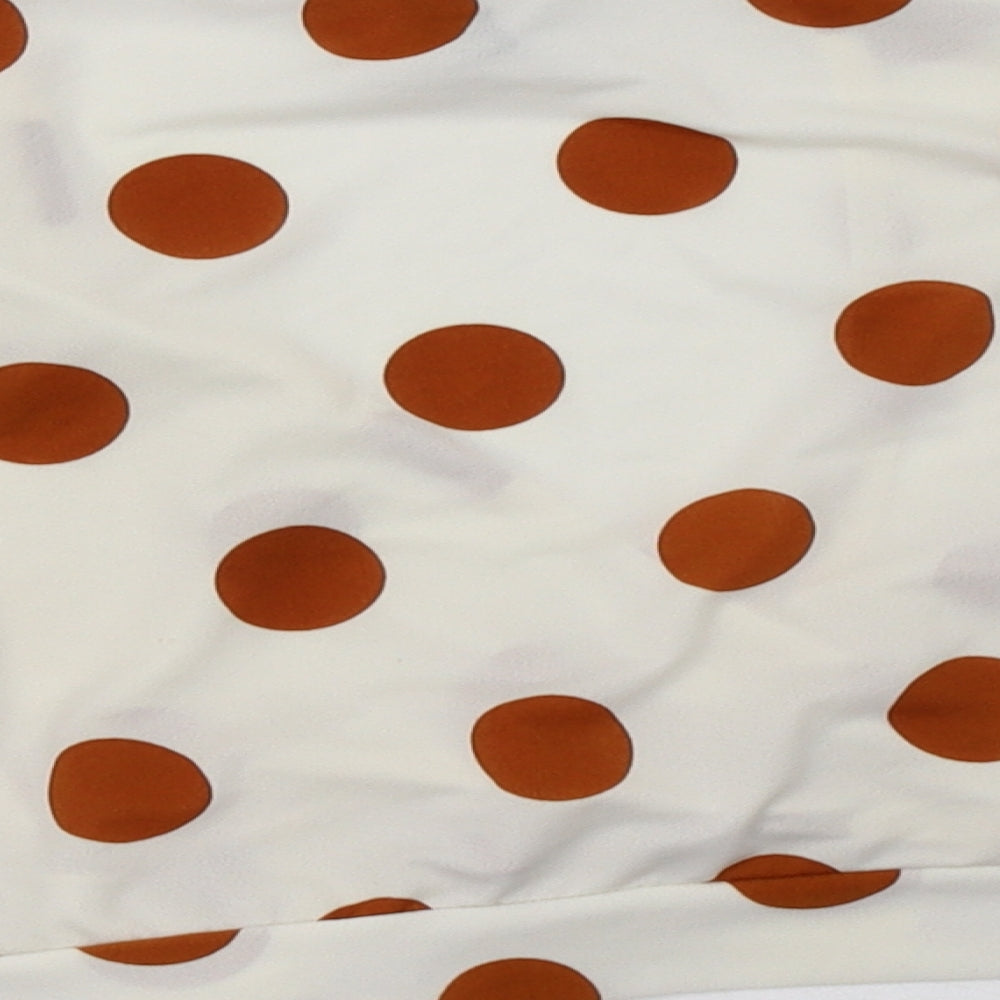 New Look Womens White Polka Dot  Cropped Blouse Size 10