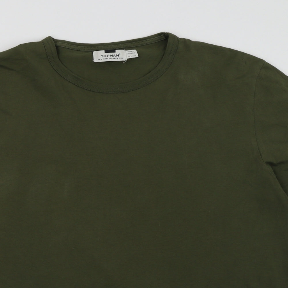 Topman Mens Green    T-Shirt Size L