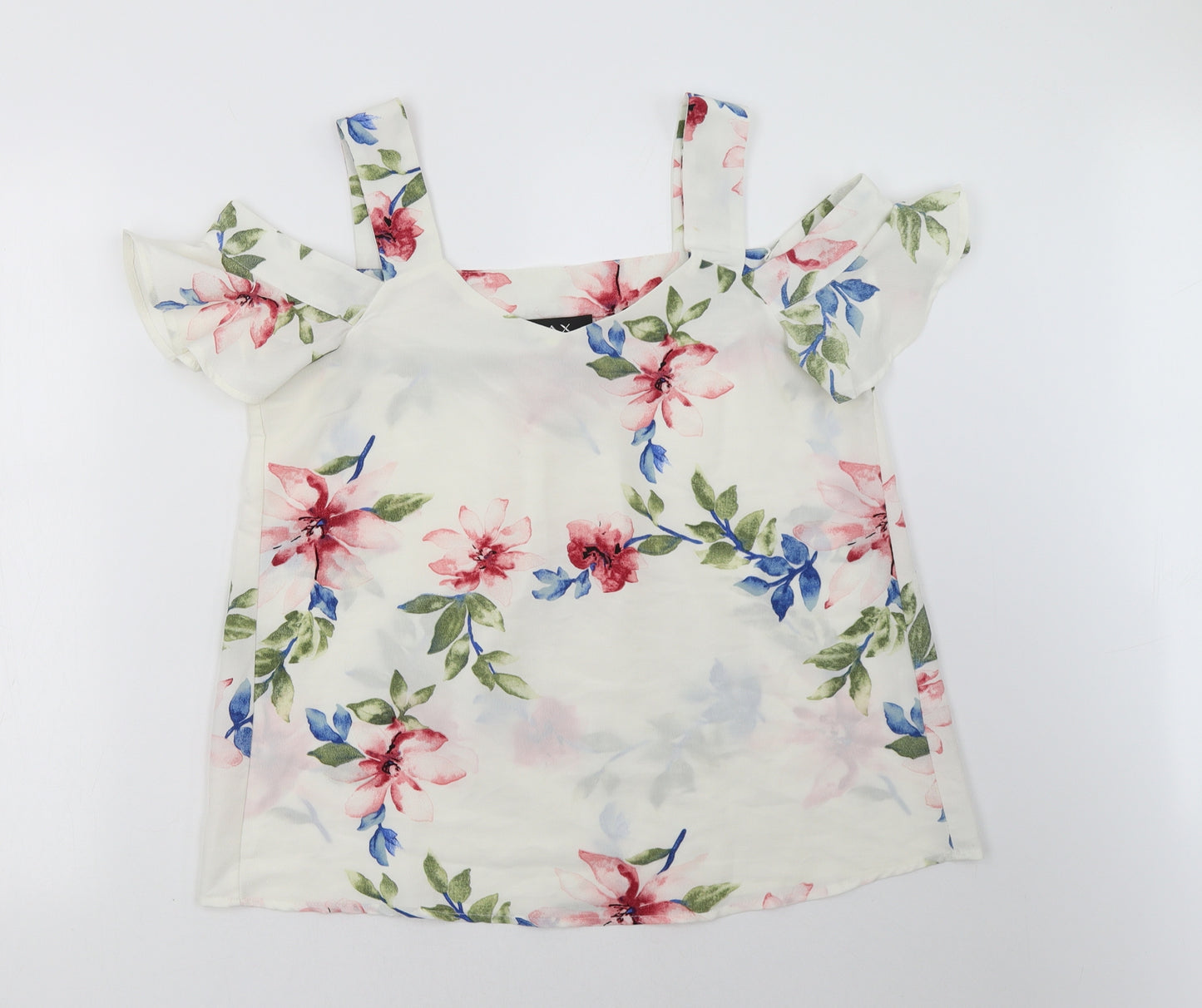 AX Paris Womens White Floral  Basic Tank Size 10