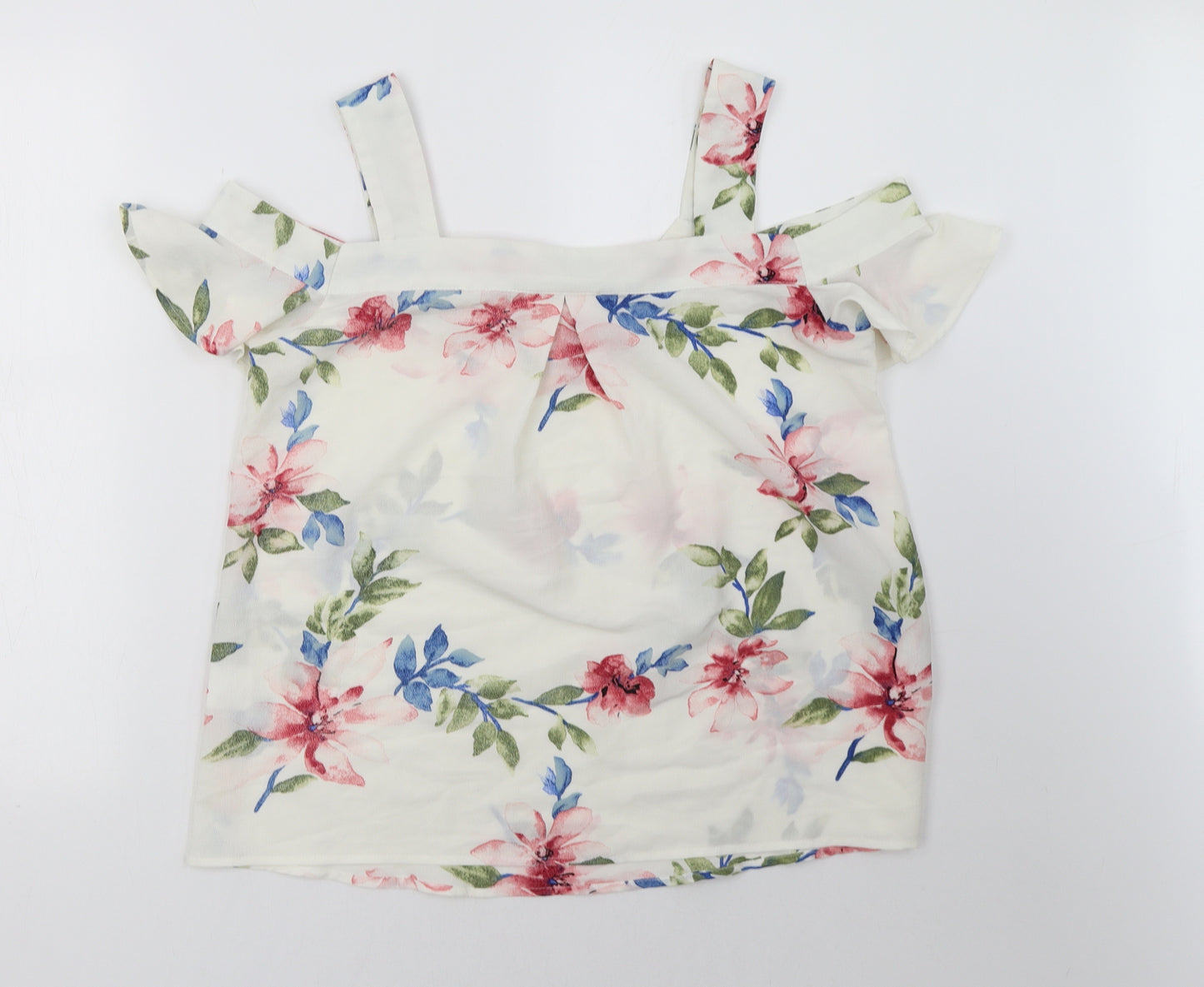 AX Paris Womens White Floral  Basic Tank Size 10
