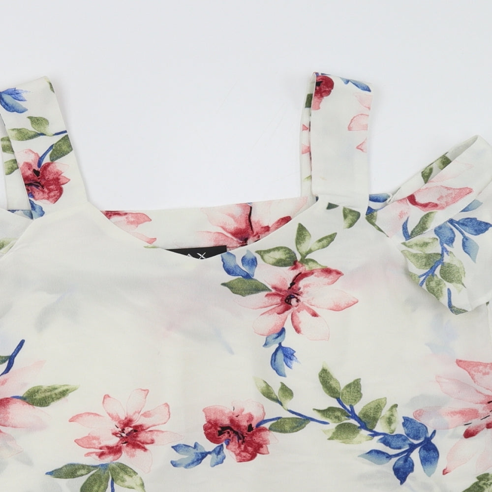 AX Paris Womens White Floral  Basic Tank Size 10