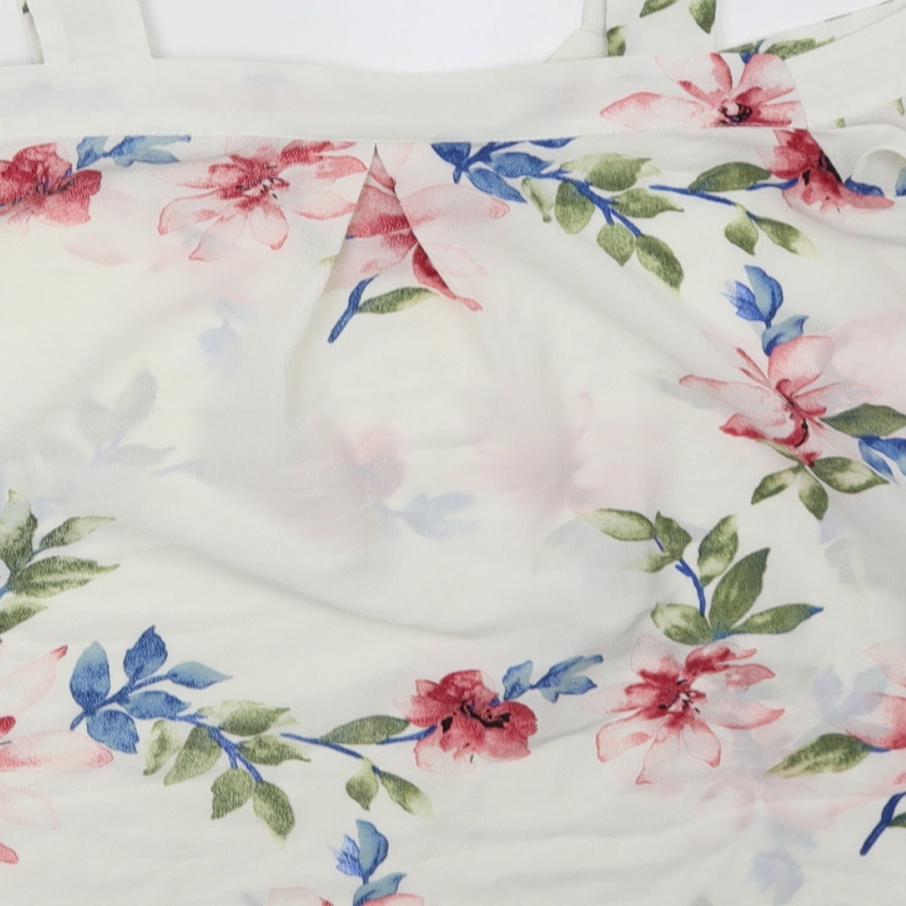 AX Paris Womens White Floral  Basic Tank Size 10