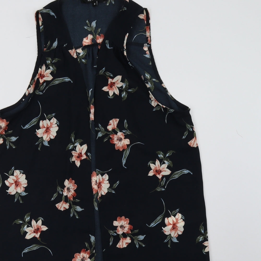 New Look Womens Black Floral  Gilet Jacket Size 8