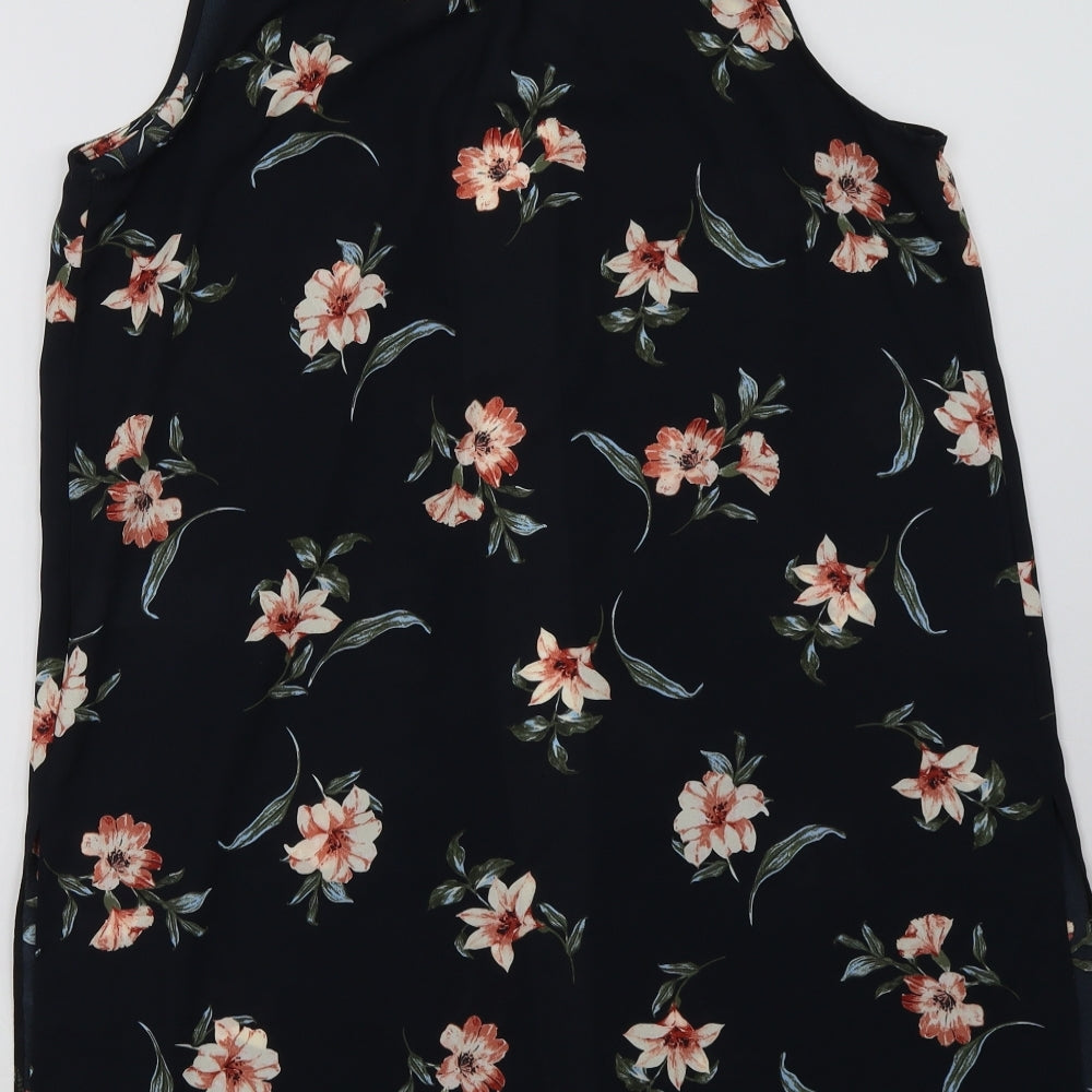 New Look Womens Black Floral  Gilet Jacket Size 8