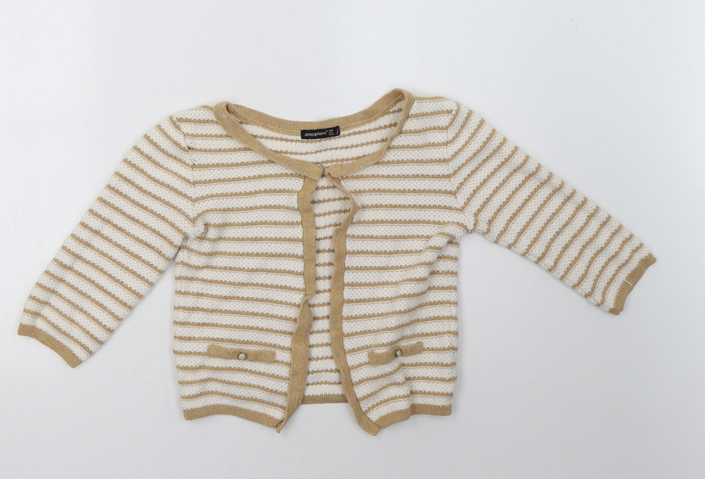 Primark Womens Brown Striped  Cardigan Jumper Size 8