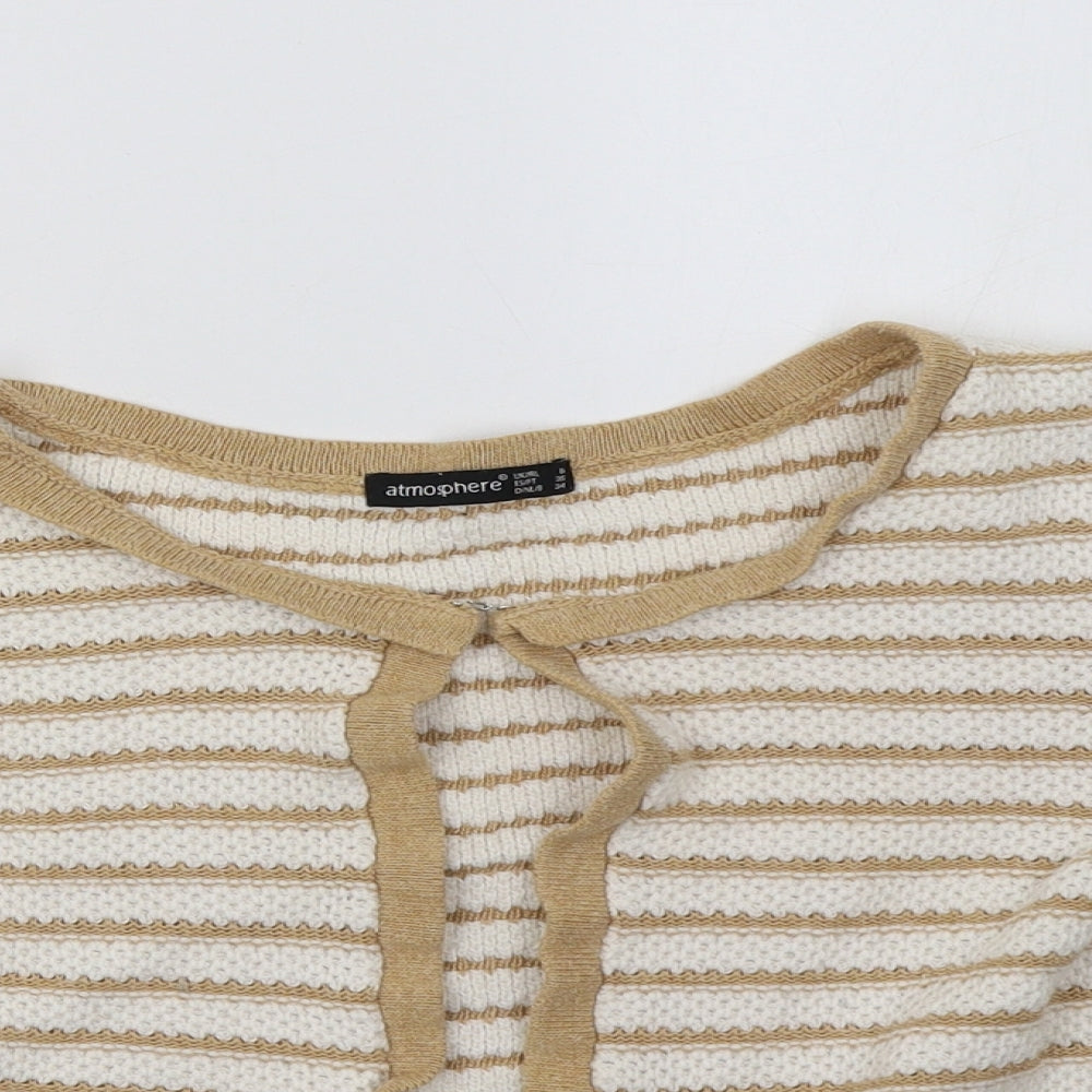 Primark Womens Brown Striped  Cardigan Jumper Size 8
