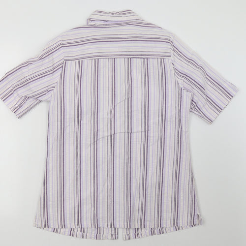 Cotton Traders Womens Purple Striped  Basic Button-Up Size 12