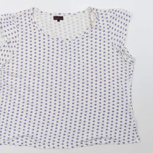 bella beau Womens White Polka Dot  Basic T-Shirt Size L