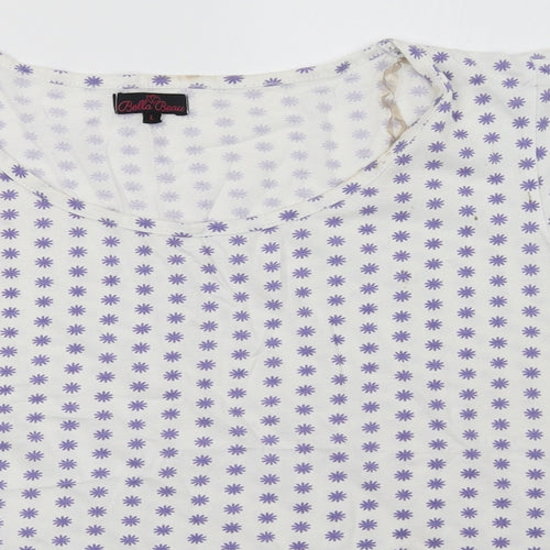 bella beau Womens White Polka Dot  Basic T-Shirt Size L