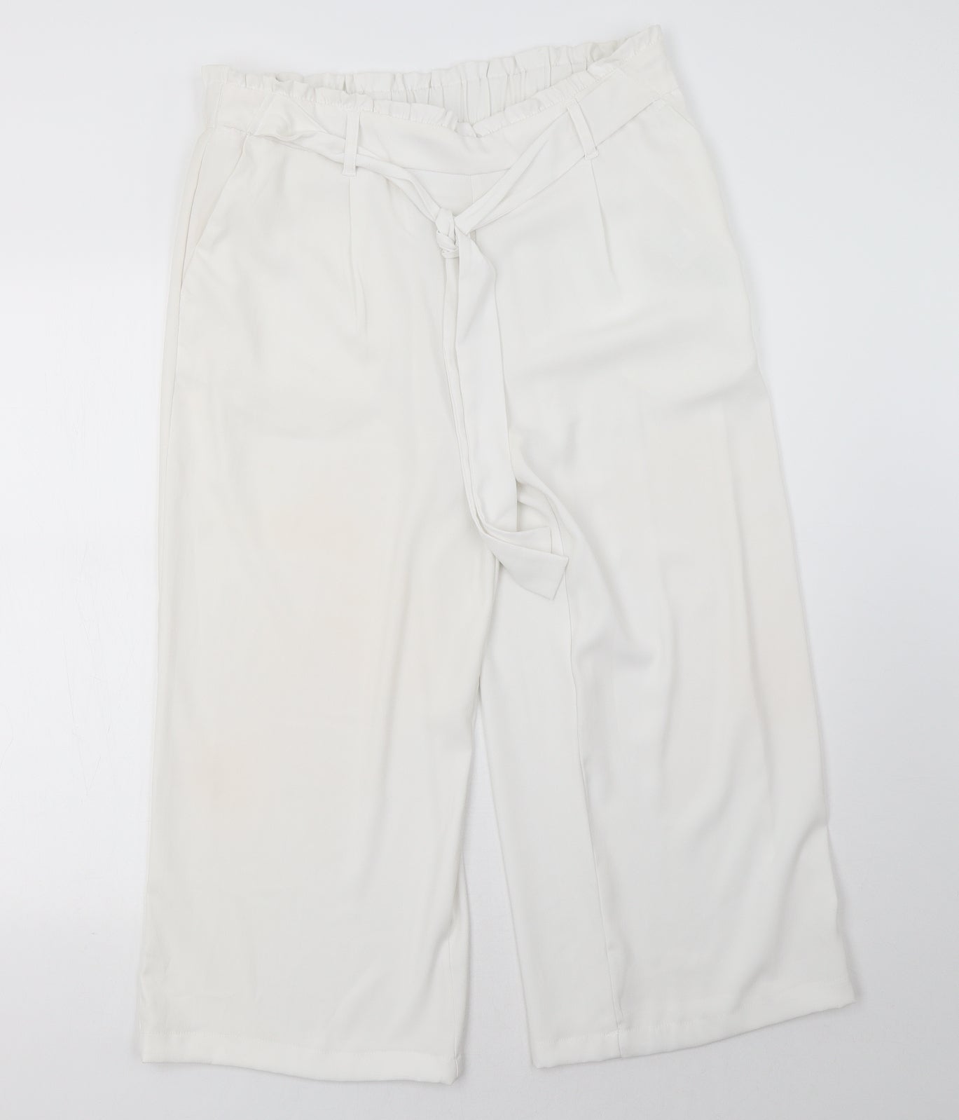 New Look Womens White   Cropped Trousers Size 14 L25 in